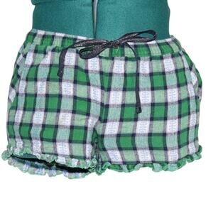 Jasmine & Ginger Shorts Green Plaid Flannel Sleepwear Women XS